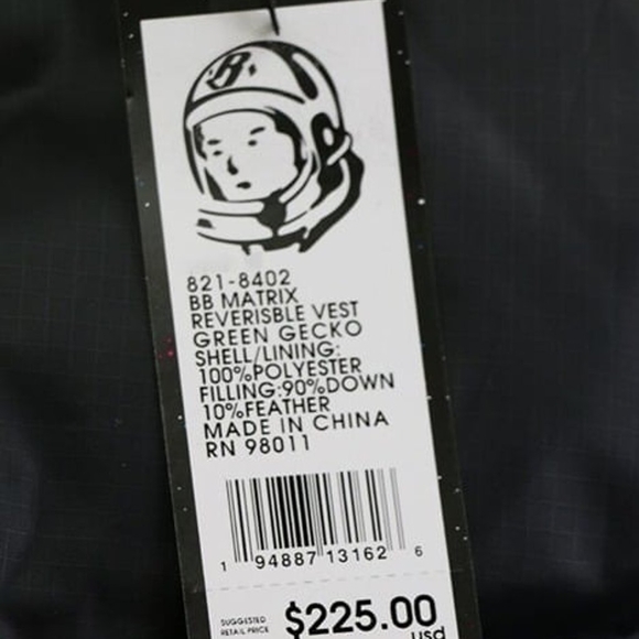 Billionaire Boys Club Matrix Reversible Quilted Down Vest Nigo Pharrell Men NWT - Picture 9 of 9